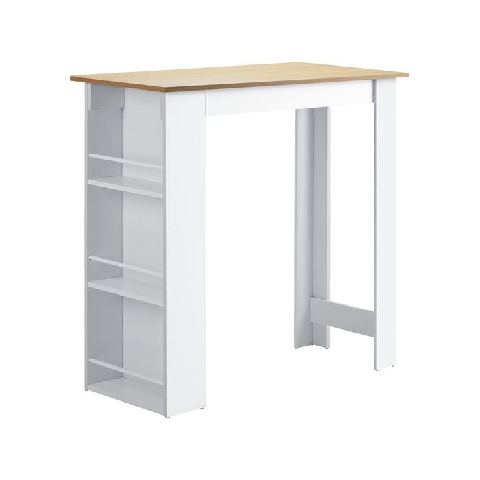 Oikiture Bar Table Dining With Storage Shelf