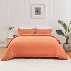 LINENOVA Cotton Waffle Duvet Doona Quilt Cover Set - Super King,Rust