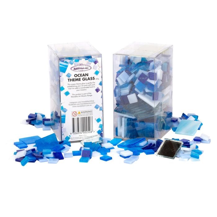 Mandala Art 500g Assorted Size Ocean Theme Mosaic Glass Tiles