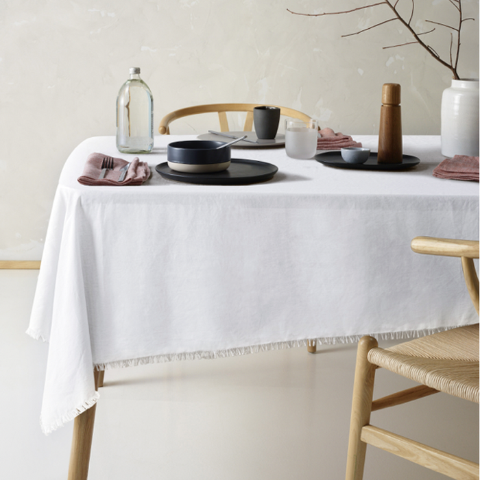 Vintage Design White Gypsy Linen Cotton Tablecloth White 150*230cm