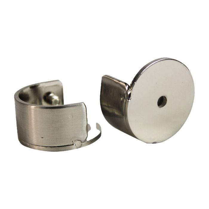 Pillar 16mm Brushed Chrome Curtain Rod Stirrup Bracket - 2 Pack