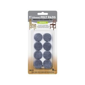 Slipstick 25mm Grey Round Premium Wool Blended Floor Protection Felt - 16 Pack