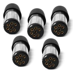 Elinz Trailer Plug 7 PIN Small Round Metal Connector Adaptor Socket Car Caravan Boat x5