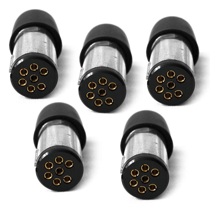 Elinz Trailer Plug 7 PIN Small Round Metal Connector Adaptor Socket Car Caravan Boat x5
