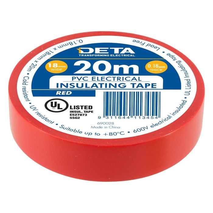 DETA 20m 18mm Red Insulation PVC Tape