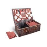 Alfresco 4 Person Picnic Basket Wicker Picnic Set Outdoor Insulated Blanket