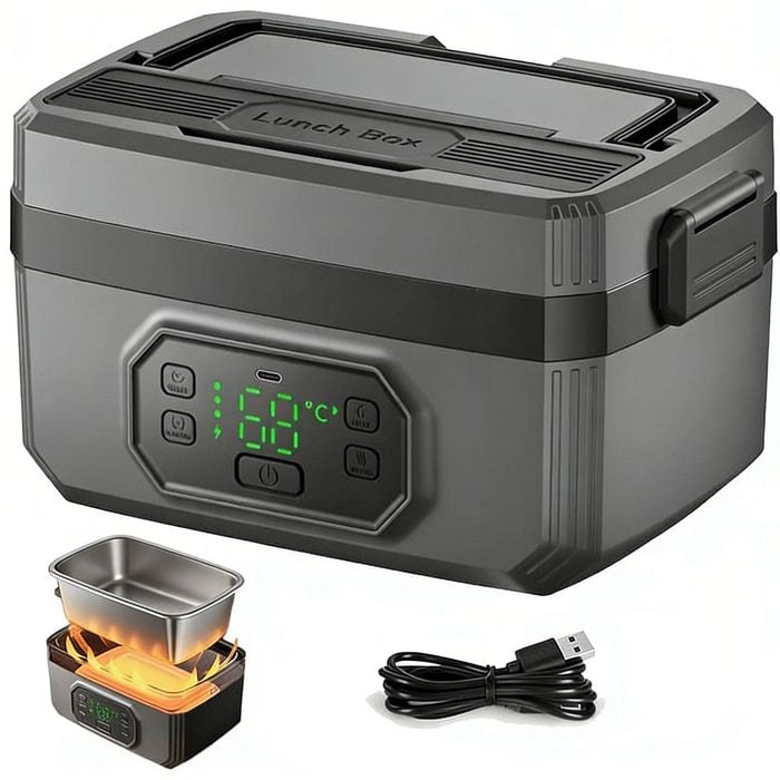 FOHOA 1.2L Cordless Food Warmer Lunch Box 21000mAh 6 Temp 8 Timer Portable
