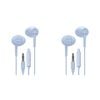 2PK Liquid Ears Everyday 3.5mm Wired Bud Earphones with Mic Blue