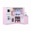 Costway Corner Kitchen Playset Kid Pretend Play Kitchen Toy Stoves Pink