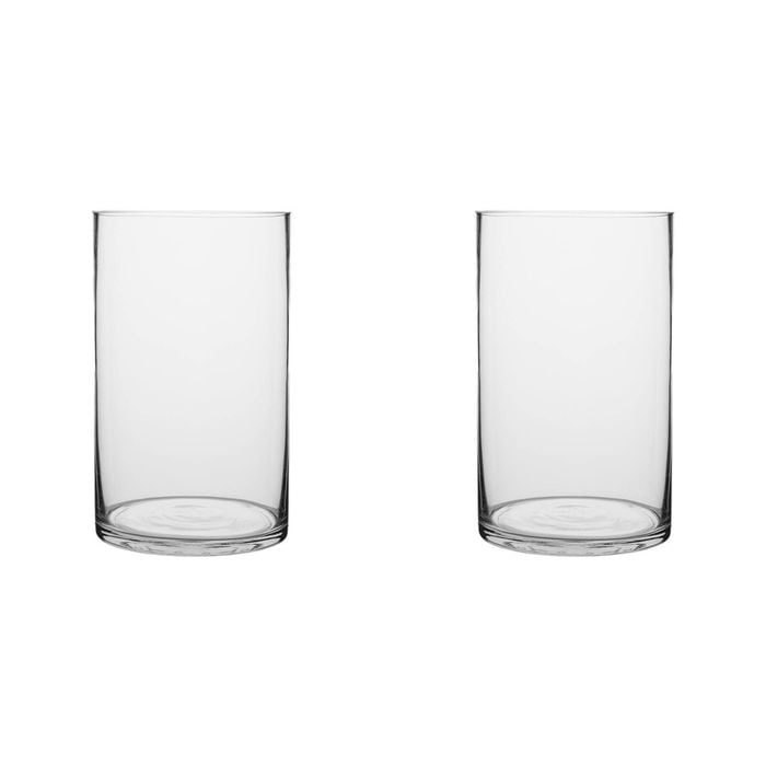 2PK Ecology Fleur Wide Cylinder Glass Vase Decorative Flower Vessel 25cm