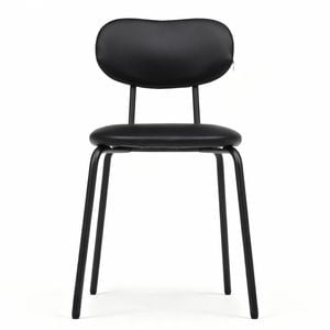 Ufurniture Dining Chairs Set of 4 PU Leather Kitchen Chair with Cushion Backrest & Metal Legs Black