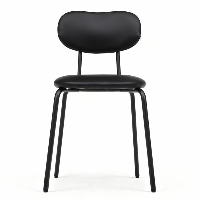 Ufurniture Dining Chairs Set of 4 PU Leather Kitchen Chair with Cushion Backrest & Metal Legs Black