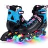 Costway 4-size Kid Roller Skates Inline Skating Shoes Lightup 7-9 Black