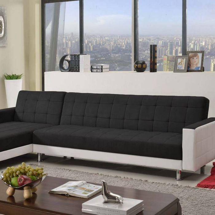 Foret 5 Seater Sofa Bed Modular Corner Lounge Recliner Chaise Couch Fabric Black White