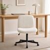 Oakory Armless Office Chair With Wide Fabric Seat, Reclining Swivel Desk Chair With Wheels, Cross Metal Base Cream