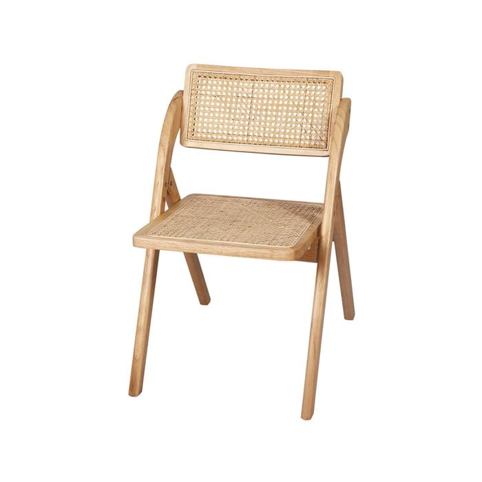 Levede 2x Foldable Rubberwood Rattan Dining Chairs Natural