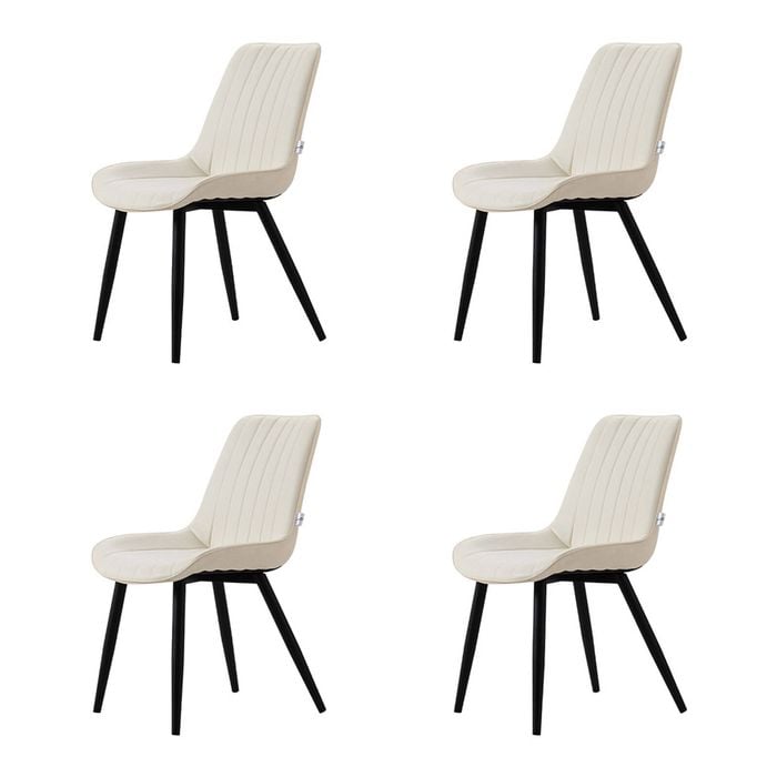 Familand Dining Chairs Set of 4 Padded Seat Kitchen Living Room Chair Leather in Cream