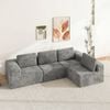 Advwin 340cm 4 Seater Sofa Convertible L Shaped Sofa Chenille Compressed Sofa Modular Couch No Assembly Grey