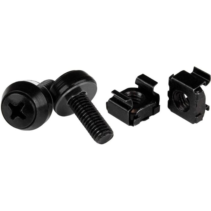 Startech.com M6 X 12mm - Screws And Cage Nuts - 100 Pack, Black - M6 Mounting Screws & Cage Nuts For Server Rack & Cabinet