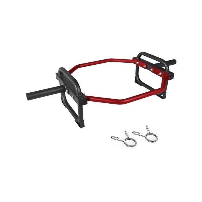 144cm - Olympic Shrug Deadlift Barbell Bar - 2 Free Spring Collars - Red