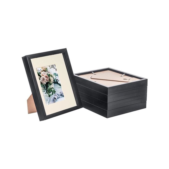 Nicola Spring 8" x 10" Black 3D Box Photo Frames - 4" x 6" Mount - Pack of 5