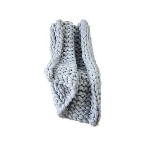 Hand Knitted Blanket Acrylic Yarn Blanket Throw Rug - Grey