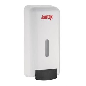 Jantex Liquid Soap And Hand Sanitiser Dispenser Wall Mounted Lever-free White 1l Commercial Washroom Hygiene Refillable