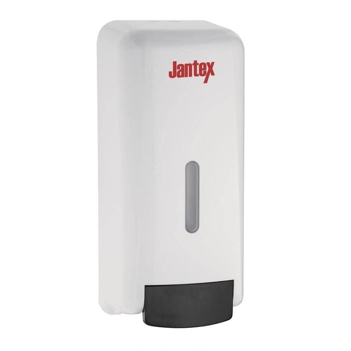 Jantex Liquid Soap And Hand Sanitiser Dispenser Wall Mounted Lever-free White 1l Commercial Washroom Hygiene Refillable