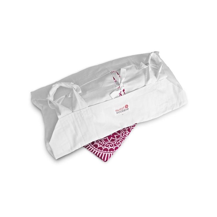 Sweet Goodbye COCOON - Soft Pet Casket - Burial & Cremation Ceremony Kit (Classic Cotton) | White/Pink, Medium