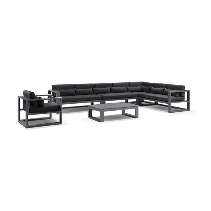 Santorini Package C In Charcoal With Denim Grey Cushions - Charcoal Aluminium