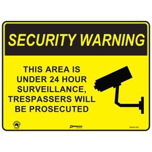 Pinnacle 400 x 300mm Metal Security Warning 24 Hour Surveillance Sign