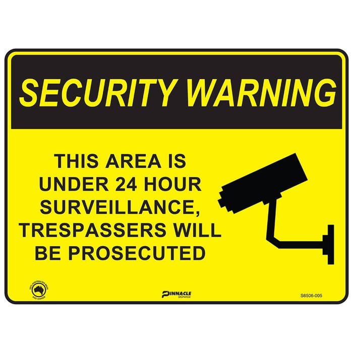 Pinnacle 400 x 300mm Metal Security Warning 24 Hour Surveillance Sign