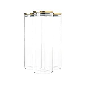 Argon Tableware Glass Storage Jars with Metal Lids - 2 Litre - Pack of 3