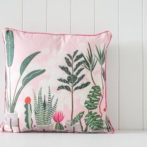 Rayell Indoor Square Cushion Plant Town Pink 45x45cm