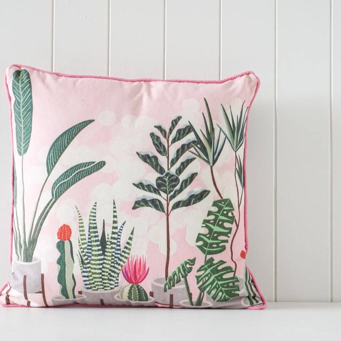 Rayell Indoor Square Cushion Plant Town Pink 45x45cm
