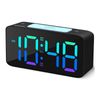 Catzon Super Loud Alarm Clock for Heavy Sleepers with 7 Color Light USB Charger-Black