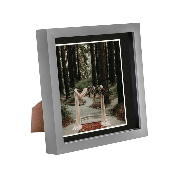 Nicola Spring Acrylic 3D Box Photo Frame with 6" x 6" Mount - 8" x 8"  - Grey