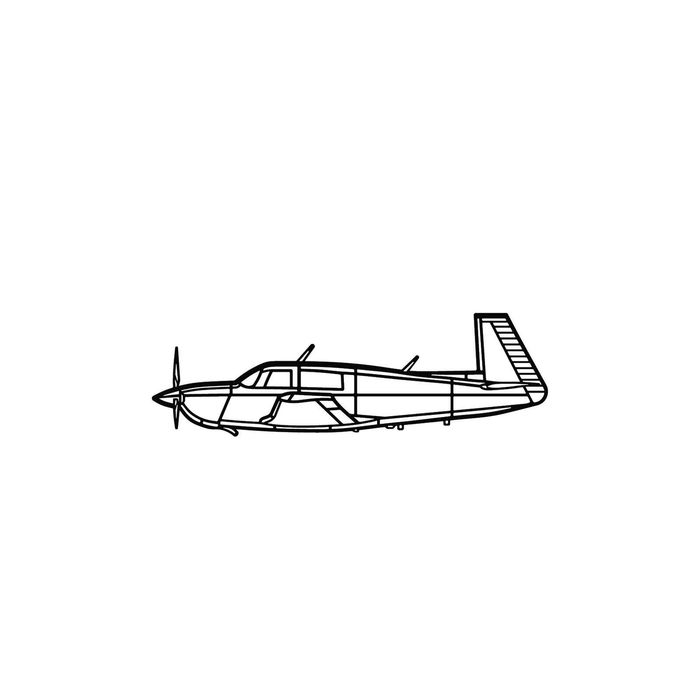 Ignite Laser Mooney M20J - High-Efficiency Single-Engine Aircraft Silhouette Metal Wall Art Coated Black 15.7 inch - 40 cm