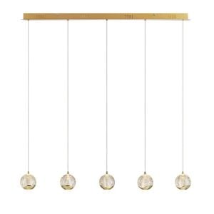Telbix Segovia Modern Pendant Hanging Lamp Light Glass Stainless Steel Zinc Alloy Metal Gold Clear Gloss