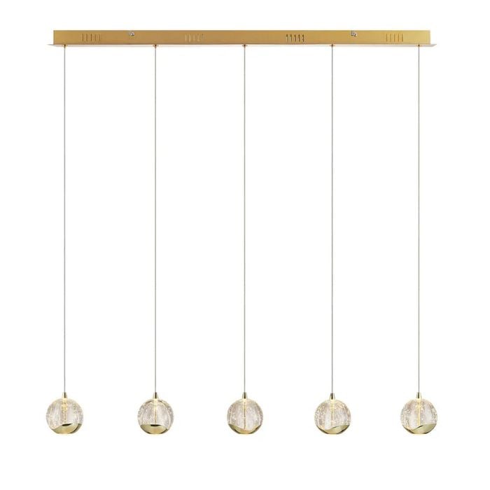 Telbix Segovia Modern Pendant Hanging Lamp Light Glass Stainless Steel Zinc Alloy Metal Gold Clear Gloss