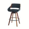 HOMFURN Counter Height Bar Stools Set of 2, Swivel Barstools with Walnut Craft, Faux Leather Upholstered Counter Stool, Black