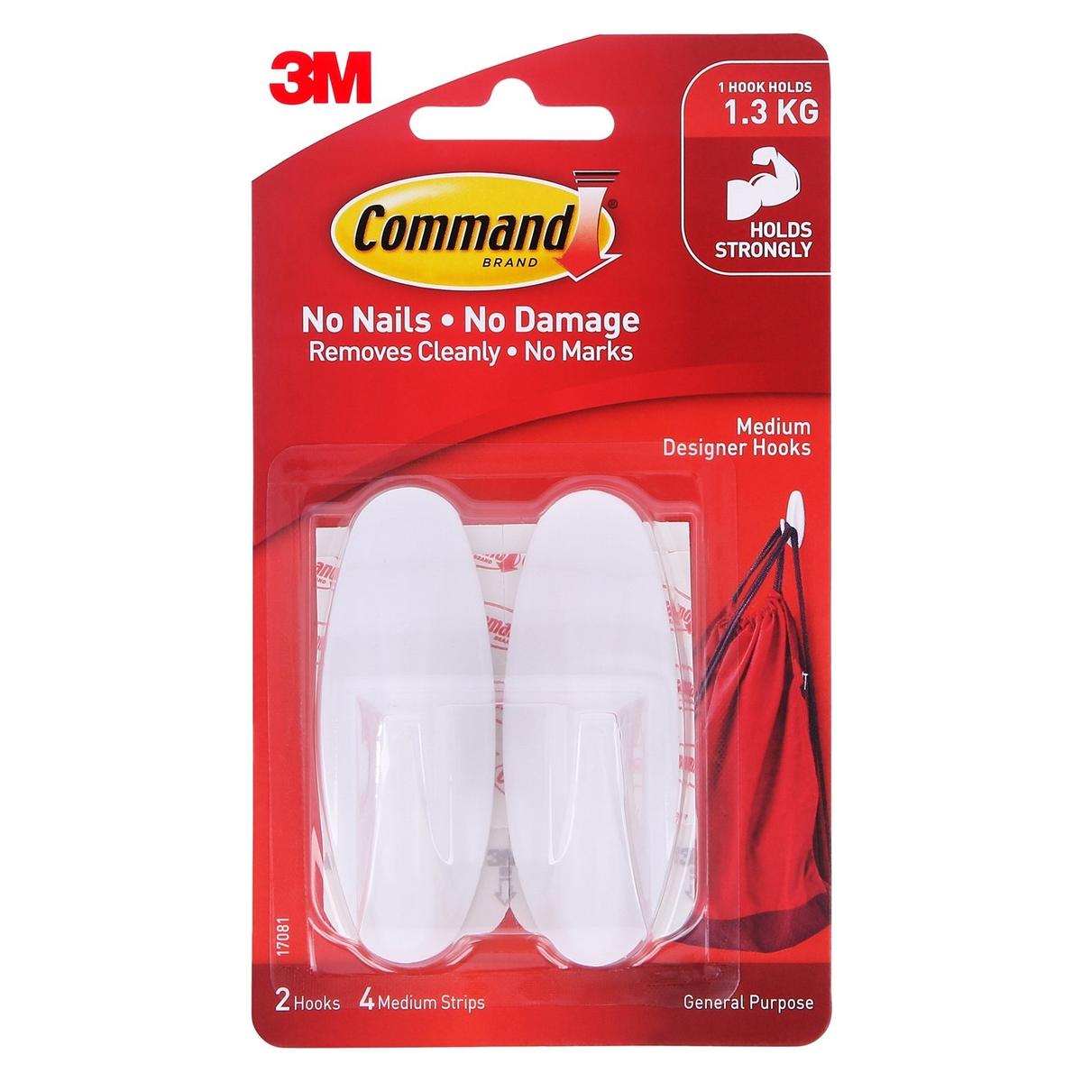 Command™ Medium Designer Hooks - 2 Pack - Bunnings New Zealand