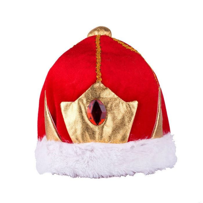 KING HAT Crown Costume Accessory Halloween Prince Party Dress Soft Gold/Red Cap - Red | One Size Fits Most | Polyester