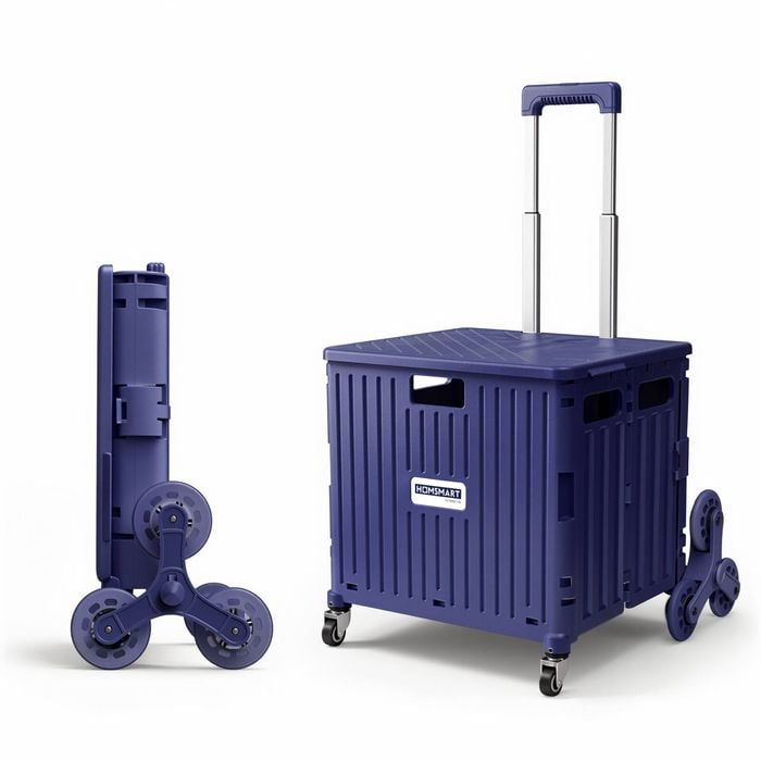 Viviendo Folding Shopping Trolley Portable Grocery Cart Rolling Wheel with Sliding Cover