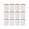 Argon Tableware 380ml Glass Jam Jars With Airtight Gold Lids - Set Of 12 Empty Screw Top Kitchen Storage Preserving Jar