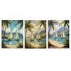 3pcs Vibrant Beach & Mountain Scene with Sailboat  Print 100% Australian Made 3 x 40x60cm (Metal Print)