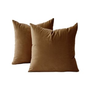 Gioia Casa Twin-pack Velvet Cushion Covers – Soft Microfibre Cushion Covers With Hidden Zipper (ochre, 45cm*45cm)