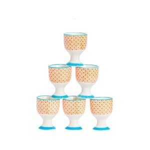 Nicola Spring Hand Printed Porcelain Egg Cups - Pack of 6