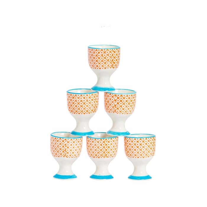 Nicola Spring Hand Printed Porcelain Egg Cups - Pack of 6