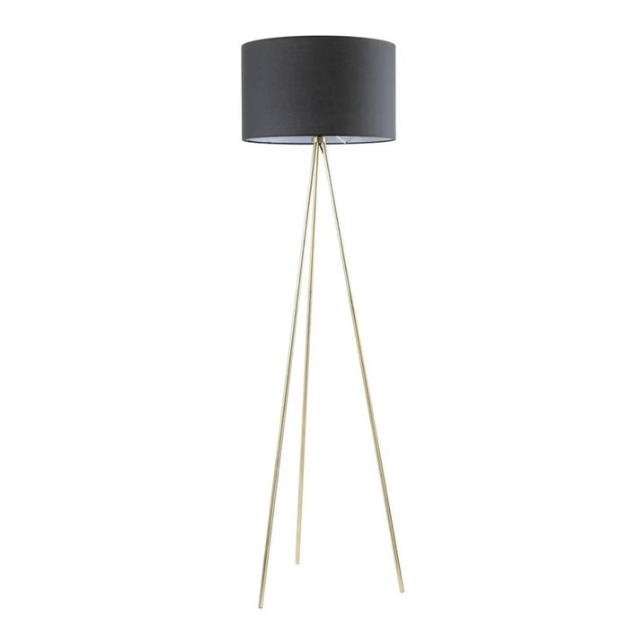 Cla Lighting Jambes Drum Shade Tripod Floor Lamp With Antique Brass Black